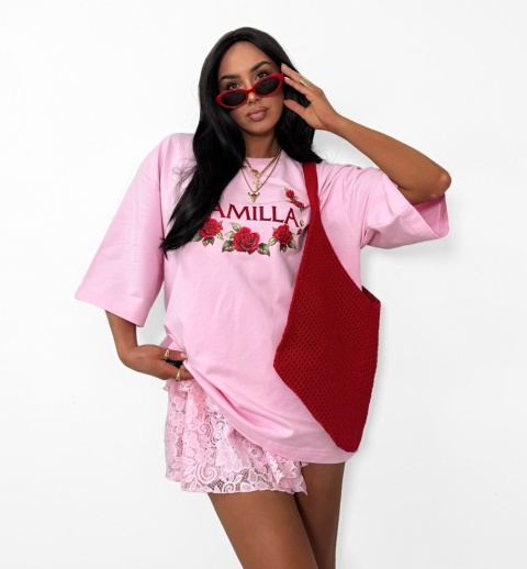 T-shirt w róże rózowy La Milla