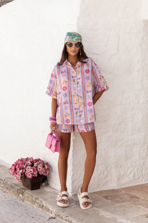 Lniany komplet CALVI dolce pink La Balancia