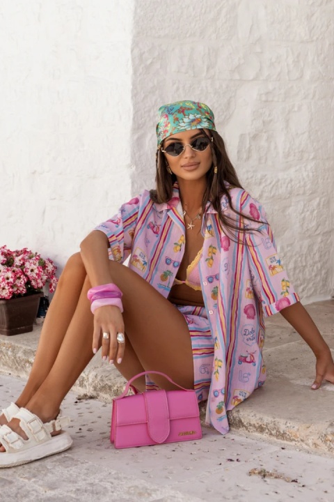 Lniany komplet CALVI dolce pink La Balancia