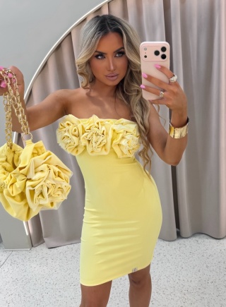 Sukienka z torebką ROSE MINI żółta La Monne