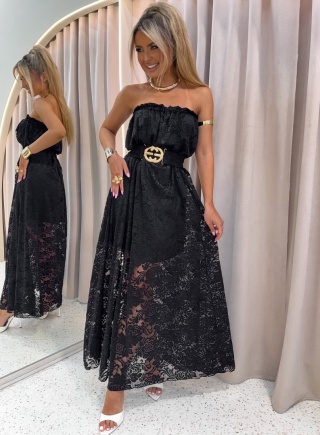 Koronkowa sukienka maxi ROMA czarna La Monne
