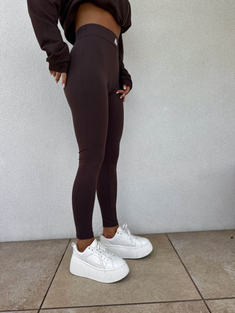 Legginsy GYM white czekoladowe By Me