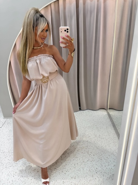 Letnia sukienka maxi ROMA beż La Monne