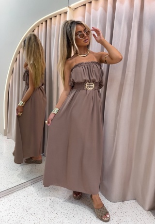 Letnia sukienka maxi ROMA czekolada La Monne