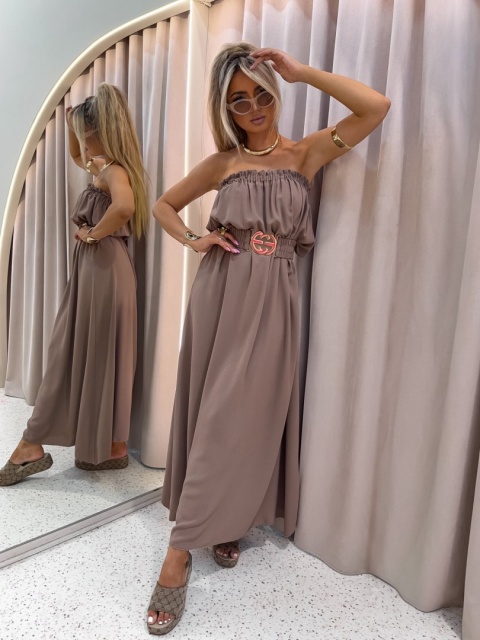 Letnia sukienka maxi ROMA czekolada La Monne