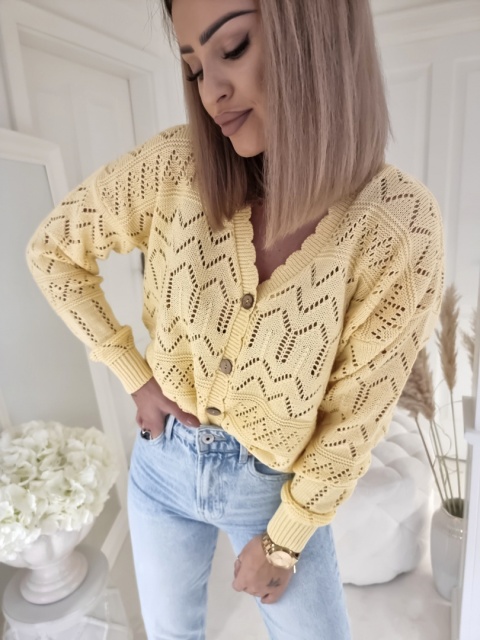 Ażurowy sweter ZYGZAK bananowy - BY ME