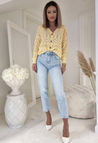 Ażurowy sweter ZYGZAK bananowy - BY ME