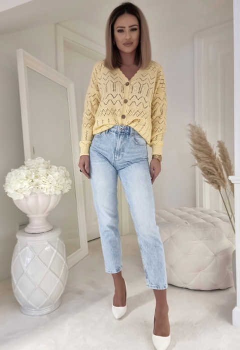 Ażurowy sweter ZYGZAK bananowy - BY ME