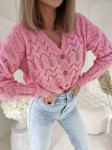 Ażurowy sweter ZYGZAK różowy - BY ME