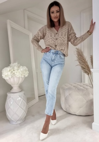 Ażurowy sweter ZYGZAK mokka - BY ME