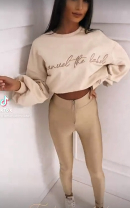 Bluza ze sznurowaniem na plecach LENORA beżowa - LA MANUEL