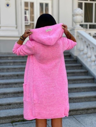 Kardigan guma długi z kieszeniami jasny róż - STAYHERE