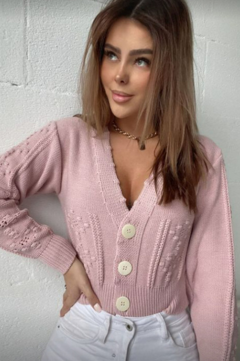 Kardigan na guziki CUTIE różowy - LA MANUEL