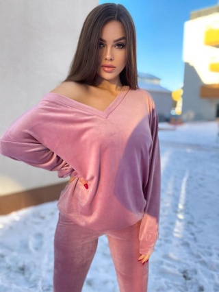 Legginsy push up welur puder róż - BY MIELCZARKOWSKI