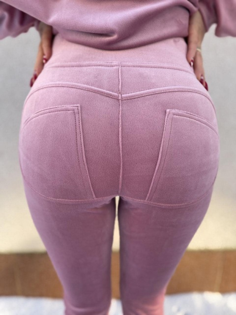 Legginsy push up welur puder róż - BY MIELCZARKOWSKI