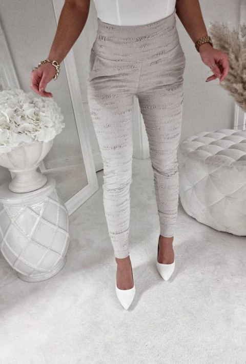 Legginsy z wysokim stanem z drapanego materiału - BY ME