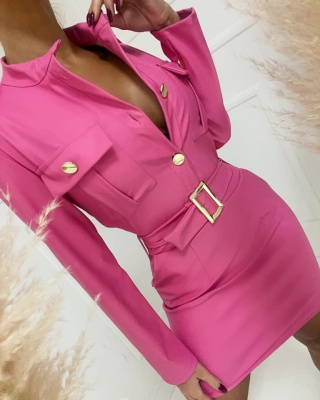 Sukienka z eko skóry różowa - AGATHA FASHION