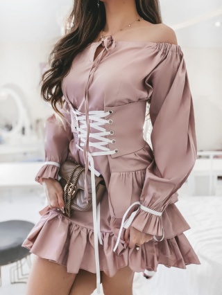 Sukienka ze sznurowanym gorsetem pudrowa - LA PERLA