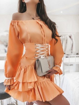 Sukienka ze sznurowanym gorsetem pomarańczowa - LA PERLA