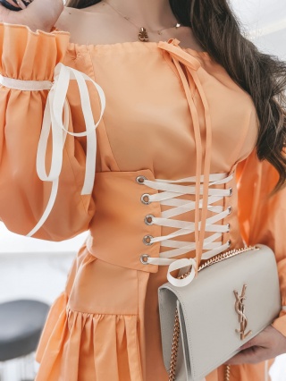 Sukienka ze sznurowanym gorsetem pomarańczowa - LA PERLA