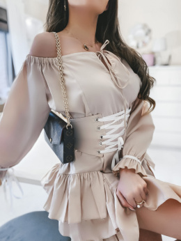 Sukienka ze sznurowanym gorsetem beżowa - LA PERLA