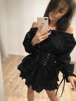 Sukienka ze sznurowanym gorsetem czarna - LA PERLA