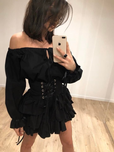 Sukienka ze sznurowanym gorsetem czarna - LA PERLA