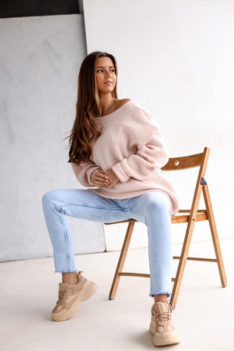 Sweter obustronny NEBRASKA pudrowy - ME GUSTA