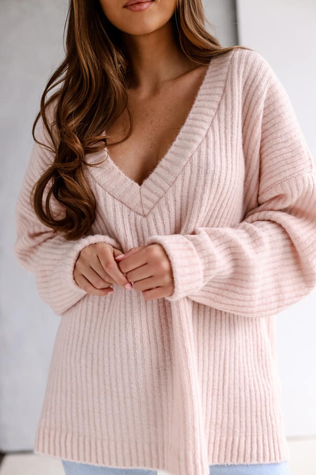 Sweter obustronny NEBRASKA pudrowy - ME GUSTA Sweter obustronny NEBRASKA pudrowy - ME GUSTA