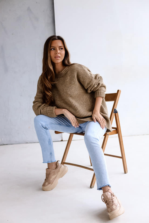 Sweter obustronny NEBRASKA orzech - ME GUSTA Sweter obustronny NEBRASKA orzech - ME GUSTA