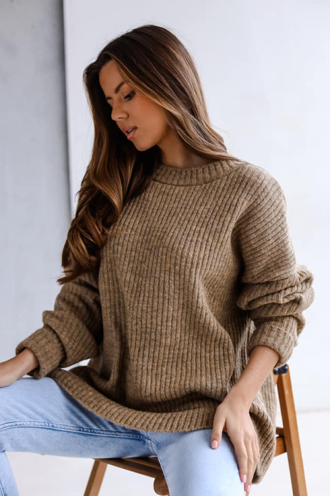 Sweter obustronny NEBRASKA orzech - ME GUSTA Sweter obustronny NEBRASKA orzech - ME GUSTA