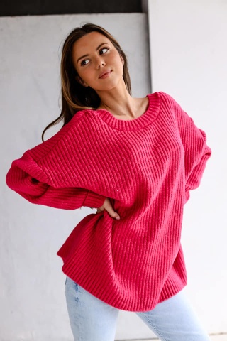 Sweter obustronny NEBRASKA malinowy - ME GUSTA