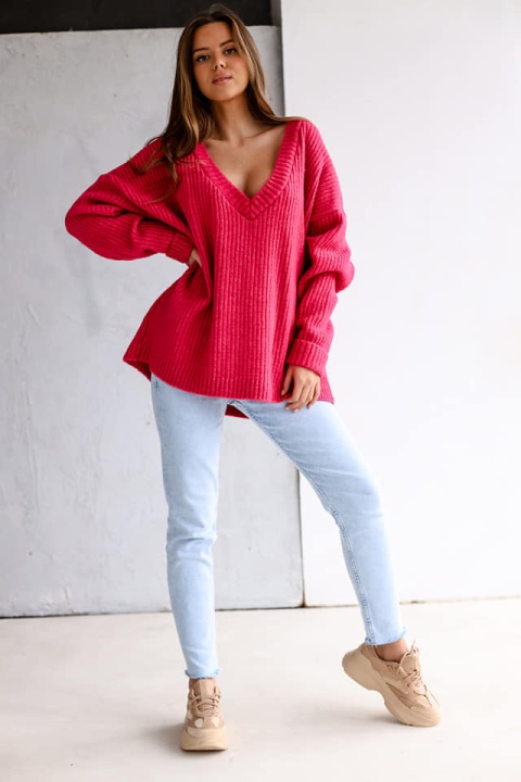 Sweter obustronny NEBRASKA malinowy - ME GUSTA