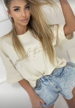 T-shirt o kroju oversize WRITTEN - LA MANUEL