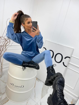 Welurowy komplet dresowy niebieski - BY MIELCZARKOWSKI