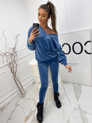 Welurowy komplet dresowy niebieski - BY MIELCZARKOWSKI