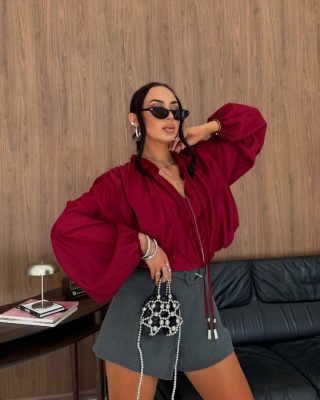 Bluzka w stylu BOHO bordo La Milla