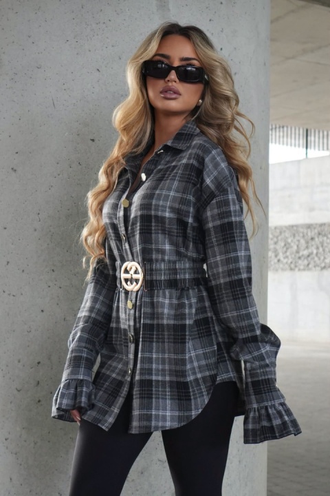 Koszula w kratkę z rękawem dzownek FLANEL FLOW La Monne