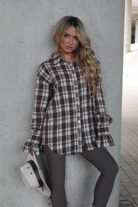 Koszula w kratkę z rękawem dzownek FLANEL FLOW La Monne
