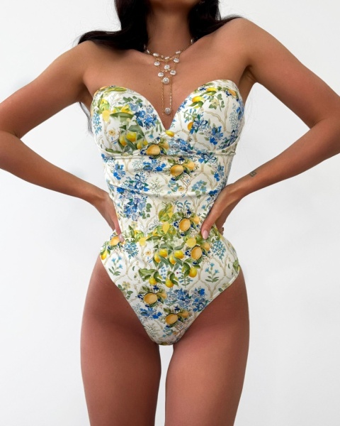 Strój kąpielowy monokini / body LAMILLA SUMMER niebieski cytrynkowe La Milla