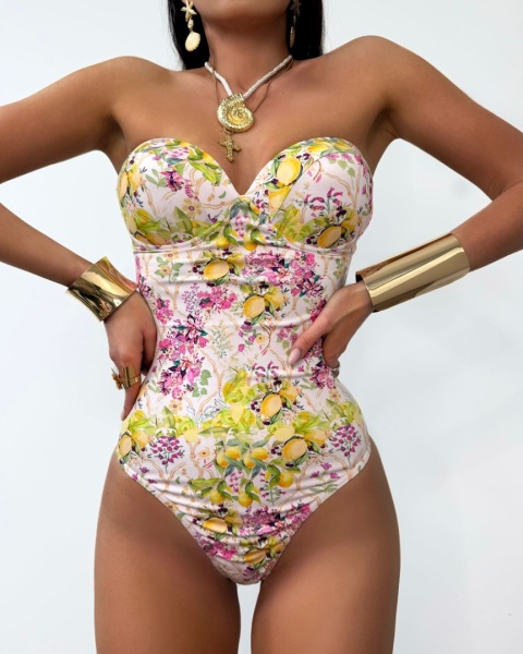 Strój kąpielowy monokini / body LAMILLA SUMMER różowe cytrynki La Milla