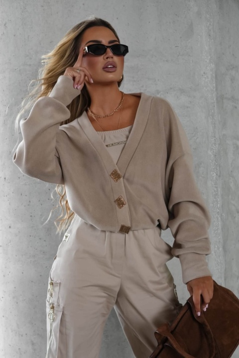 Sweter AURA CARDIGAN ciemny beż La Monne