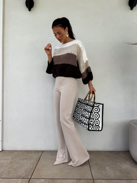 Sweter SOFT pasy – beż czekolada By Me