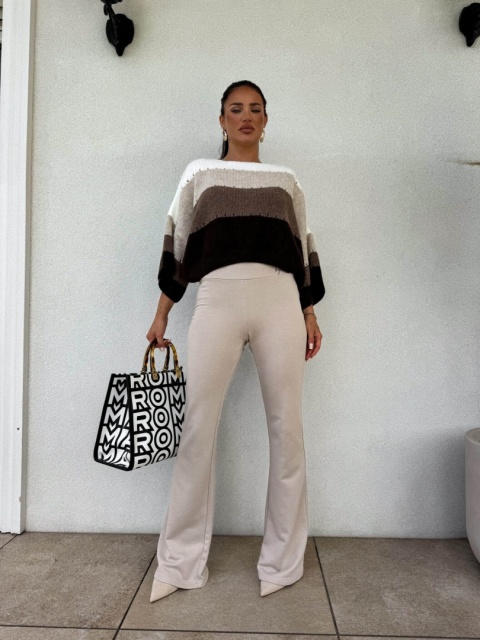 Sweter SOFT pasy – beż czekolada By Me