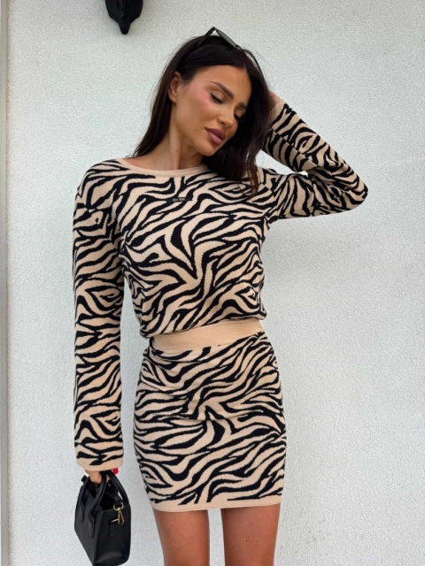 Komplet BOCCO print zebra – beżowy By me