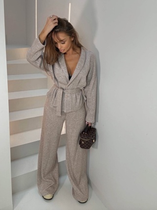 Komplet sweterkowy szerokie spodnie i sweterek na guziki AGATHA FASHION