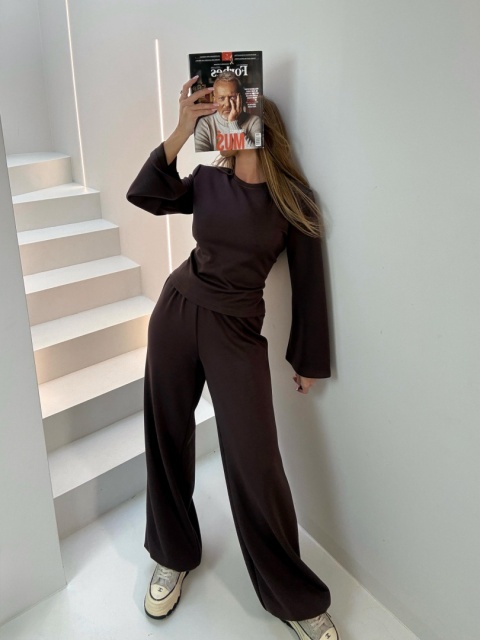 Komplet z wiązaniem z tyłu czekolada Agatha Fashion