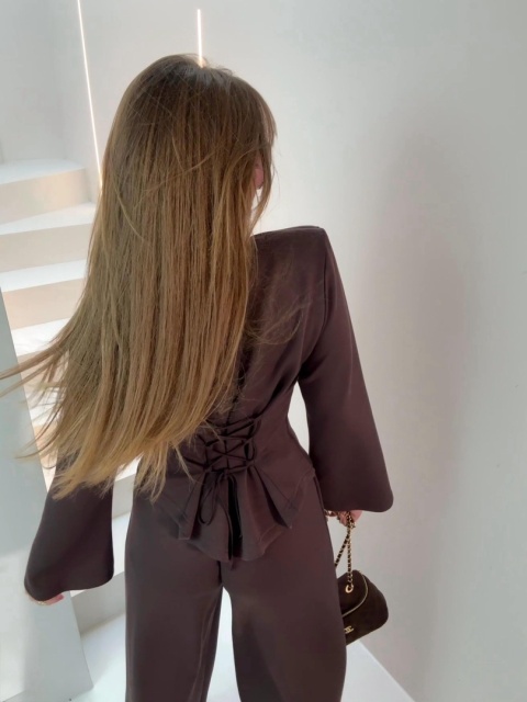 Komplet z wiązaniem z tyłu czekolada Agatha Fashion