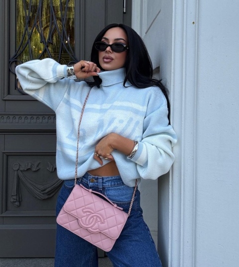 Sweter golf z logo błękitny La Milla
