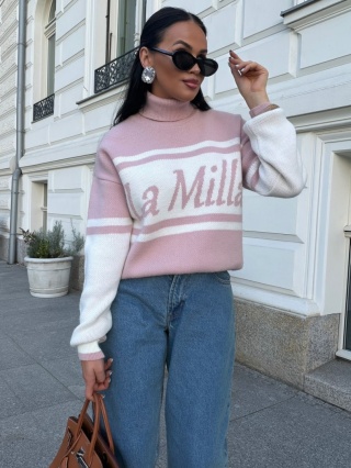 Sweter golf z logo różowy La Milla